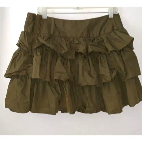 Rue21 Olive Green Tiered Ruffle Mini Skirt Size 11/12 Cotton & Polyester - Picture 5 of 7